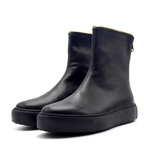 New winter handmade genuine leather zipper ankle boots men punk boots men shoes classics black mens boots