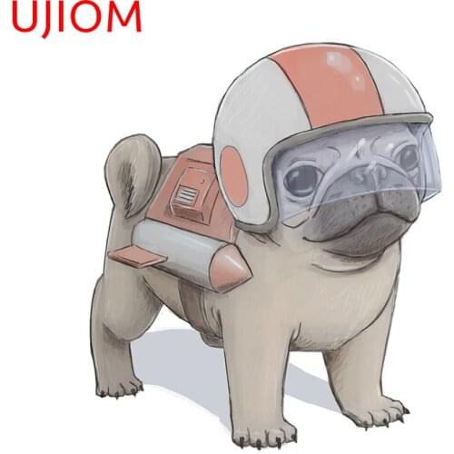 UJIOM Wall Stickers Cartoon Rocket Pug Wallpaper Decoration Door Waterproof Sticker Accessories Room Home Decor Art PVC Decals