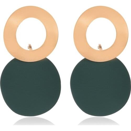 2021 New Black Acrylic Drop Earrings for Women Fashion Jewelry Gold Roubd Simple Vintage Geometric Dangle Earring Gift Party