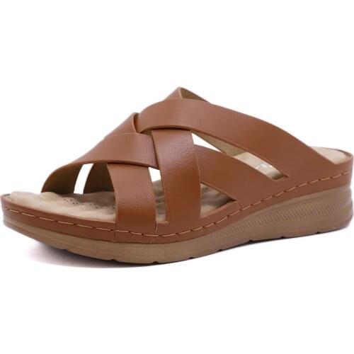 New 2021 leisure style sandals cross massage wedges fashion ladies sandals wholesale