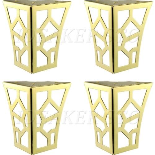 4PCS Furniture Legs Heavy Duty Modern Cabinet Black/Gold Foot Hollow Out For Sofa Coffee Table Cabinet TV Stands with screws