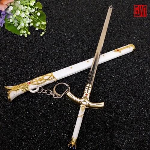 On Behalf Of Fate Night, White Stone Middle Sword Fat Saber Saba Sword Vows Sword 30cm Electroplate Tabletop Kirsite