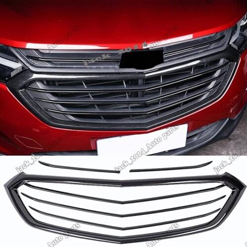 Carbon fiber Front Center Grill Grille Cover Trim 6pcs/set Fit for Chevrolet Equinox 2017-2018