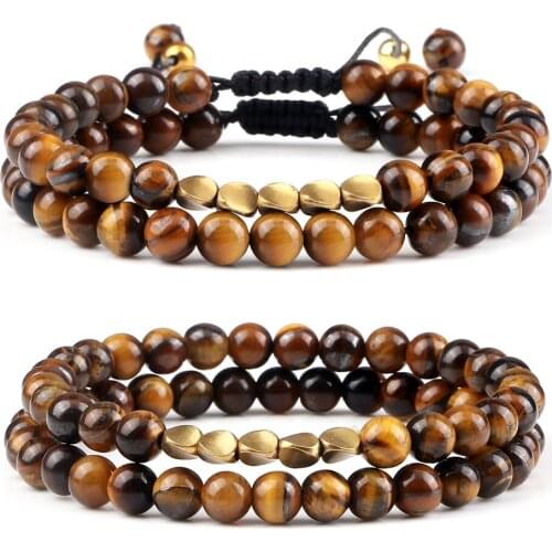 Handmade Irregular Copper Beaded Braided Bracelets Natural Tiger Volcanic Lava Bangles Women Men Ethnic Tibetan Buddhist Jewelry