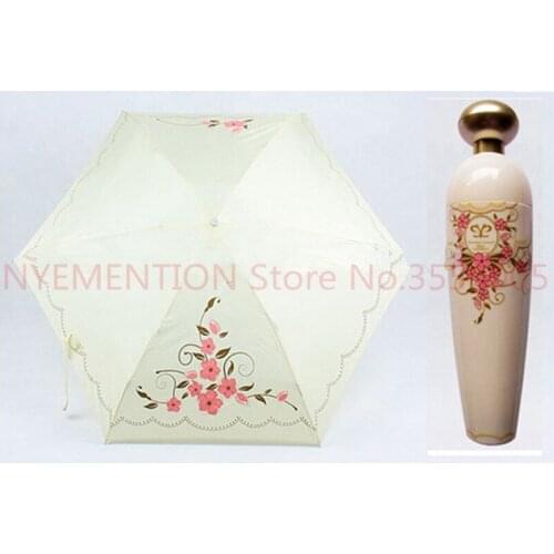 Plumblossom HOT Perfume bottle creative rain or sun shine umbrellas folding cute pencil umbrella 50PCS