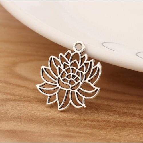 20 Pieces Tibetan Silver Filigree Flower Charms Pendants for Jewellery Making Findings 22x20mm