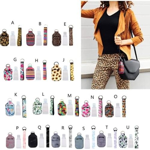 Portable 1 oz Refillable Empty Travel Bottles with Keychain Holder Set Wristlet Keychain Bottle Container with Flip Caps