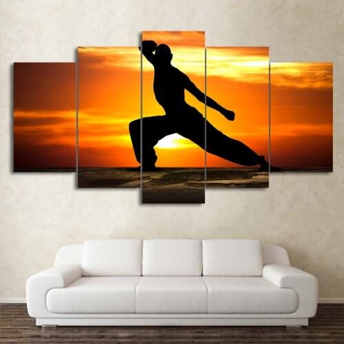 Poster Home Decor Living Room Modular Pictures 5 PiecePcs Shaolin Temple Kung Fu Framed Wall Art Painting HD Printed Canvas