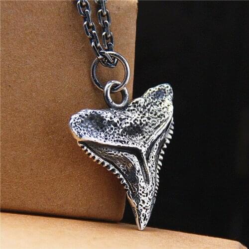 Retro Thai Silver Petrochemical Shark Teeth S925 Sterling Silver Pendant European And Korean Tide Men And Women Necklace Pendant