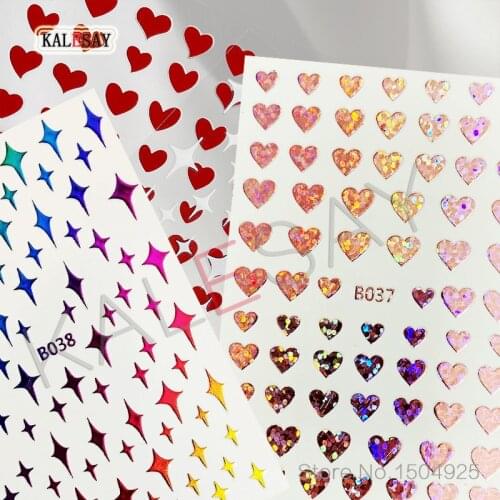 3D Nail Art Stickers Pink Love Heart Decals Manicure Design Accessories Salon Back Glue Toe Designer Nail Stickers Decoraciones