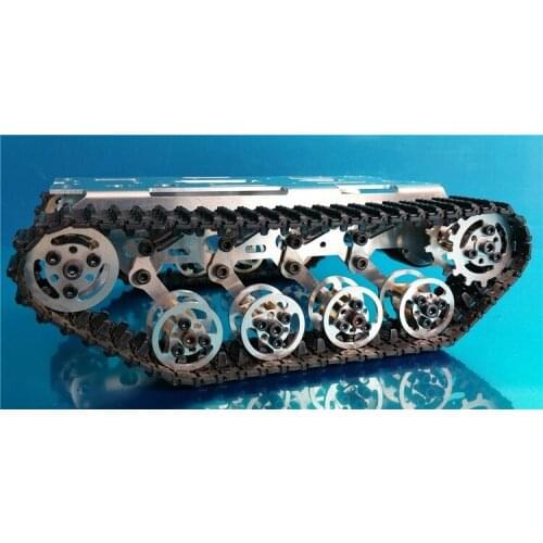RC Tank Car Chassis with Shock Absorber Aluminum Alloy Traced Vehicle Track Crawler Caterpillar Experiment Platform Servo DIY
