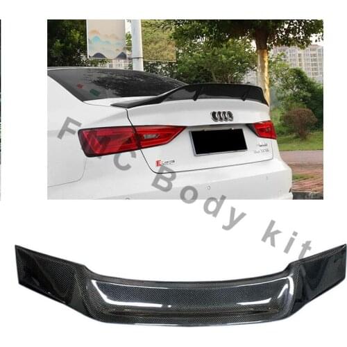 Real Carbon Fiber Rear Tail Wing Trunk Lip Spoiler For Audi A3 S3 Sline RS3 2014 2015 2016 2017 2018 2019 2020 R Style