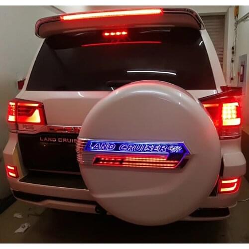 With LED ligh Rear Back Spare Tire Cover Trim Decoration Strip for Land Cruiser