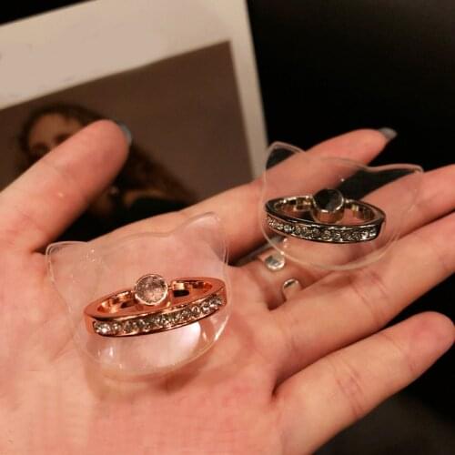 Universal Hd transparent Mobile Phone Holder Cute Cat Phone Ring Holder Cell Phone Stand Finger Ring Holder Soporte Celular