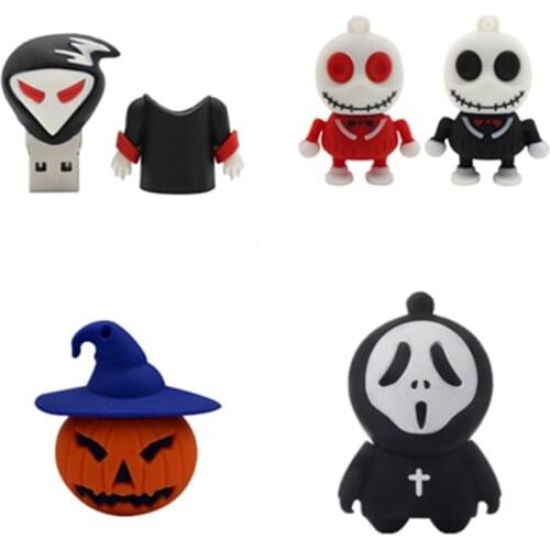 USB 256GB Pendrive Cartoon Skull Jack 8GB 16GB 32GB 64GB 128GB Skeleton Pumpkin Cle USB Flash Memory Stick Disk Halloween Gifts