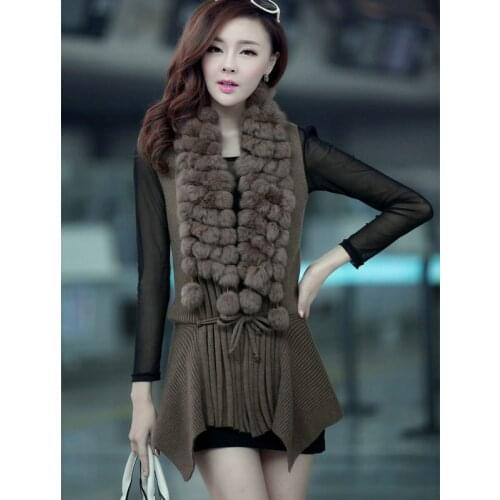 High quality Fur Vest coat Luxury rabbit fur Warm Women Coat Vests Winter Fashion furs Womens Coats Jacket Gilet Veste