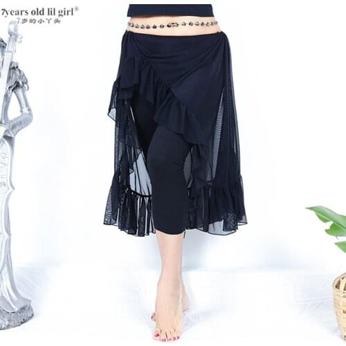 2019 New Belly Dance Skirt Mesh Sand Practice Clothes with Flounces DMM106 107