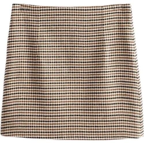 Za Elegant plaid mini skirt faldas mujer back zipper office wear female casual stylish 2020 spring A line skirts