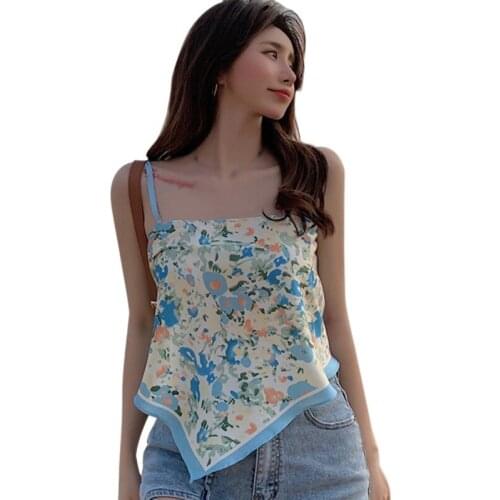Womens Print Irregular Tank Tops Summer Boho Bow Backless Slim Sexy Holiday Style Camisole