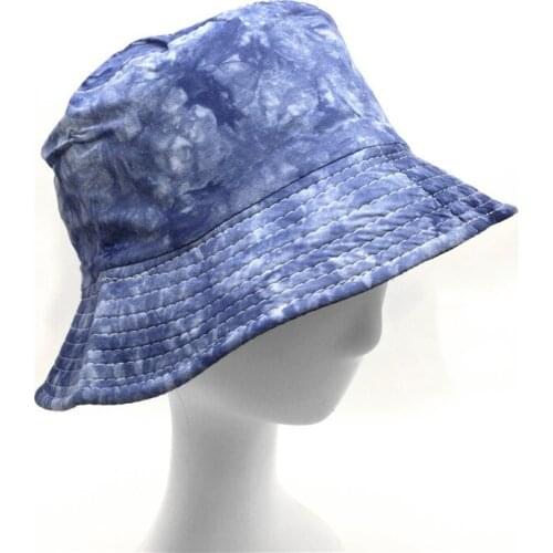 Women Tie Dye Bucket Hat Lady Girls Black Lining Sun Protective Hats Solid Thin Cotton Tie Dyed Fisherman Denim Color Bucket Hat
