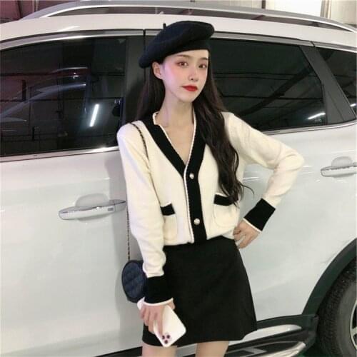 Office Ladies Knitted Cardigans Sweaters Women Long Sleeve V-Neck Korean Office Fashion Slim Tops Cardigans Autumn Winter