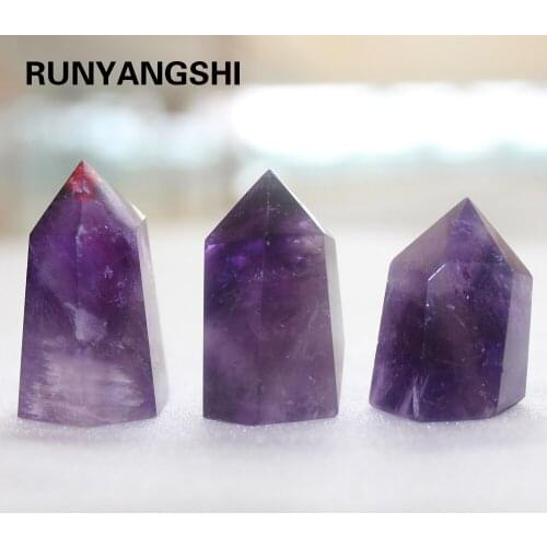 Runyangshi 1PC Natural Amethyst Wand Quartz deep purple Crystal Repair Crystal Stone accessories Home Decor