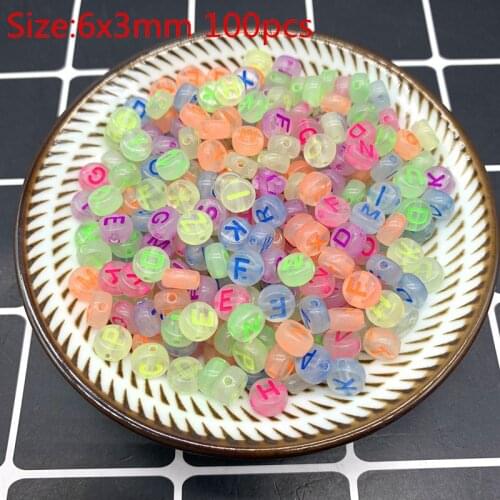 100pcs 6x3mm Mixed Letter Acrylic Beads Round Flat Alphabet Digital Cube Loose Spacer Beads For Jewelry Making Bracelet #03