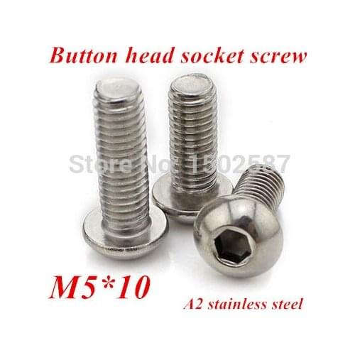 100pcs/lot M5*10 Bolt A2-70 ISO7380 Button Head Socket Screw/Bolt SUS304 Stainless Steel M5X10mm allen socket head screw