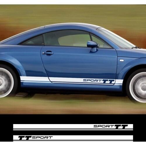 2PCS Car Door Side Skirt Sport Auto Stripes Decal Sticker for Audi TT 8n 8j 8s MK1 MK2 MK3 Car Body Decor Vinyl Film Accessories
