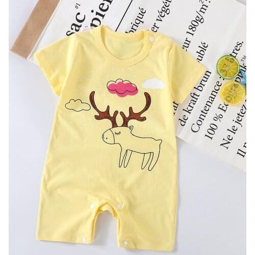 3 6 12 24 Month Infant Climbing Clothes Summer Short Sleeve Onesie Boys Girls Baby Romper Cartoon Cotton Newborn Jumpsuit