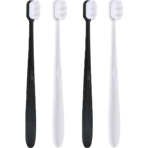 4pcs Travel Long Handle Manual Toothbrush Home Cleaning Bathroom Extra Soft High Density For Fragile Gums With Cover Dental Care