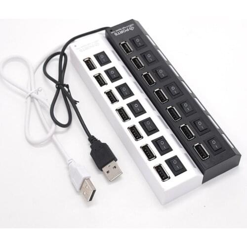 7 Port High Speed USB 2.0 HUB Adapter with Power On/off Switch For Pc Laptop USB Hub Splitter USB Adapter Charger