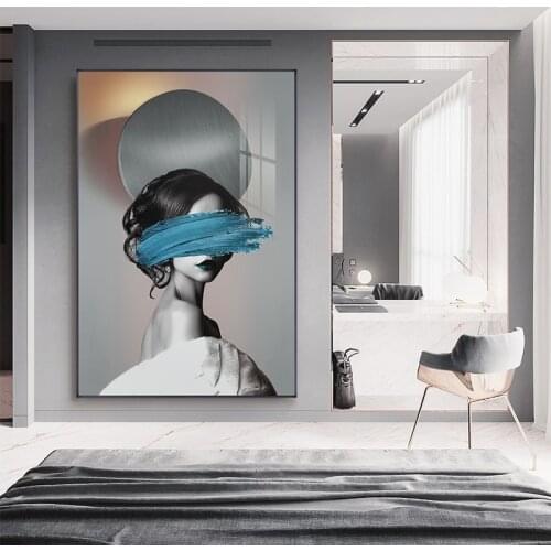 Abstract Fashion Metropolis Woman Canvas Painting Modern Figure Art Posters and Prints Wall Pictures for Living Room Home Decor