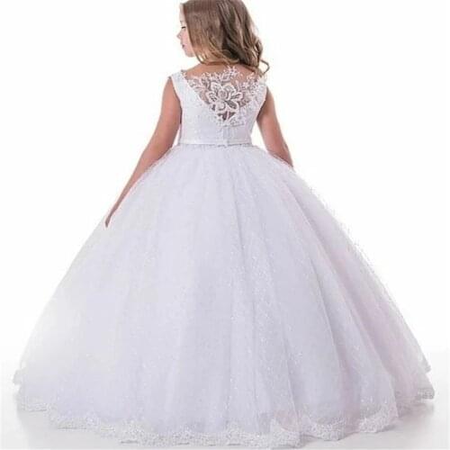 White Flower Girl Dresses for Wedding 2021 Lace Girls Pageant Gown Kids First Communion Princess Dresses