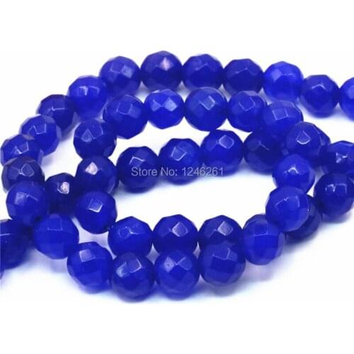 8mm Dark Blue Chalcedony Accessories Crafts Loose Beads Diy Natural Stone Faceted Fashion Jewelry Making Design Christmas Gifts