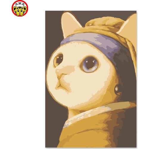 Diy digital oil painting by numbers drawing hand painted picture Wall Decor pic the girl with the Pearl Earring Maotou version