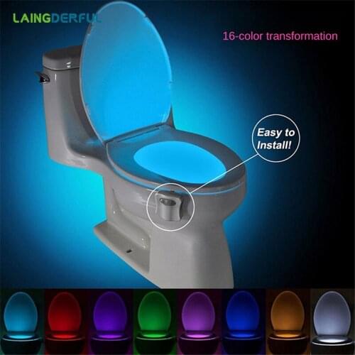 Motion Sensor Toilet Seat Lighting 8 Colors Backlight Toilet Bowl Automatic Night Lamp 3*AAA Seat Sensor Light LED Toilet Lamp