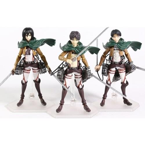 Attack on Titan Figures Figma Eren 207 Mikasa 203 Levi 213 PVC Action Figure Anime Model Toy
