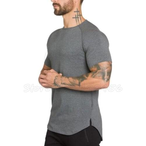 Brand gym clothing fitness t shirt men fashion extend hip hop summer short sleeve t-shirt cotton bodybuilding muscle guys tshirt