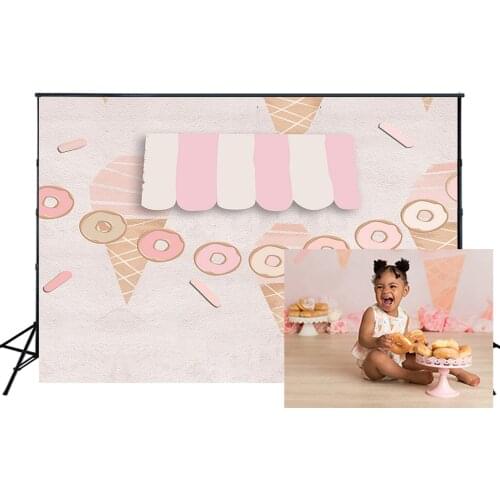 Filming Ice Cream Backdrop Pink Candy Dessert Store Background Baby Shower Kids Birthday Party Photo Booth Banner Studio Props