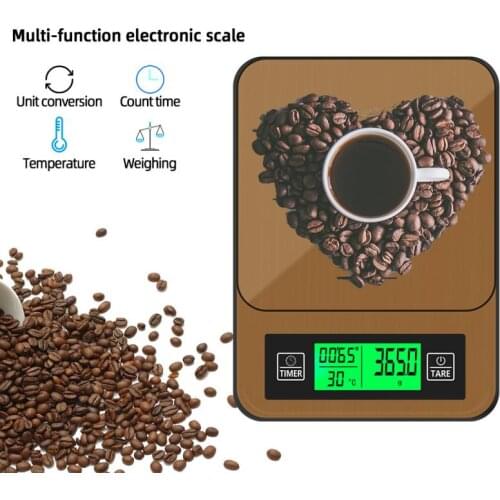 Kitchen Electronic Coffee Scale High Precision Hand-made Coffee Weighing Timing LED Screen Household Measuring Electronic Scale
