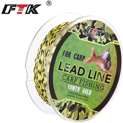 FTK 10M 10LB-60LB Lead Line Braided Wire Core Carp Fishing Line PE Hook Link Line Fishing Tackle For Carp Fishing