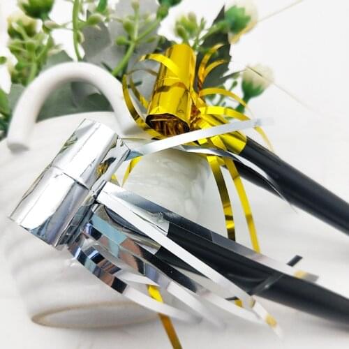 10pcs/lot Small Plastic Whistle Paper Blowing Dragon Toys Funny Gold Silver Birthday Party Wedding Decoration Children Supplies