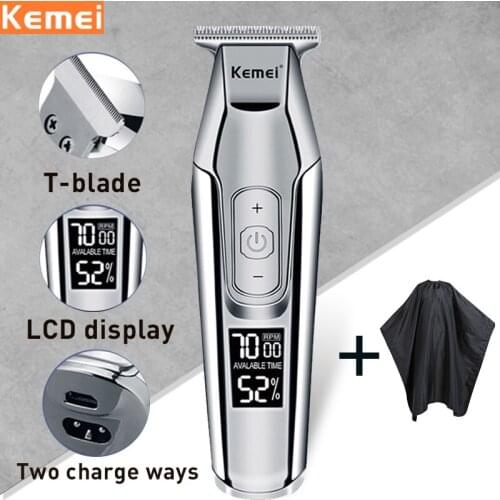 Kemei Hair Clipper professional hair trimmer electric hair clipper mens hair trimmer LCD digital display 0mm cordless haircut 5