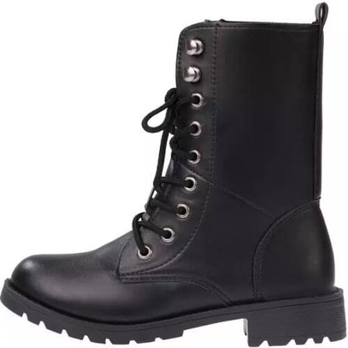 Mudibear Winter Lace-up Martin Boots Low Heel Short Boots Womens British Fashion 35-43 Yards Cotton Warm Black Casual Shoes New