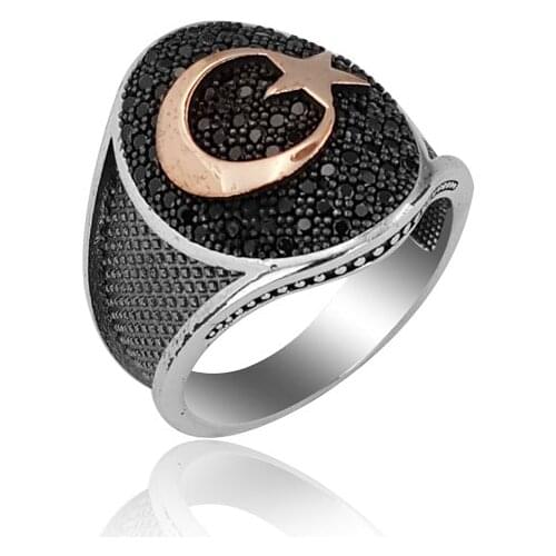 925 Silver Ottoman Moon Star Resurrection Ertugrul Kayi Ring for Men Man Rings