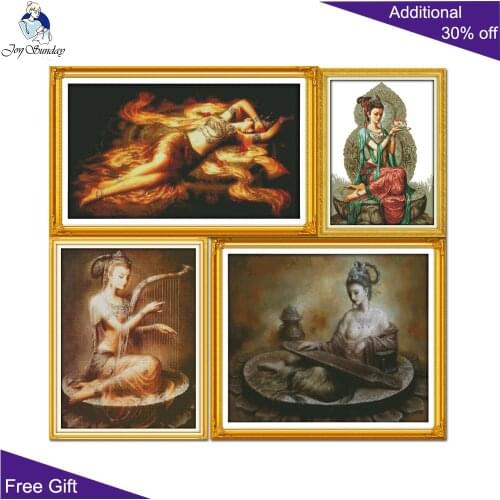 Joy Sunday Dunhuang Beauty Home Decoration R479 R538 R539 R681 14CT 11CT Counted and Stamped Dunhuang Figures Cross Stitch Kit