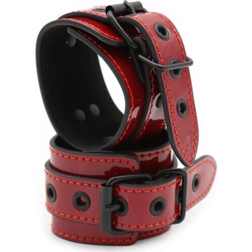 Newest PU leather hand ankle cuffs adult games restraints bdsm bondage slave torture handcuffs sex toys for couples erotic tools