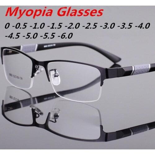 Half Frame Myopia Glasses Anti Radiation Fatigue Reanding Myopic Men Women 0 -1.0-1.5-2.0-2.5-3.0-3.5-4.0-5.0-6.0 Unisex Glasses