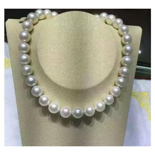 Huge AAA 12-13 mm Round white pearl necklace 18" 36" Yellow CLASP